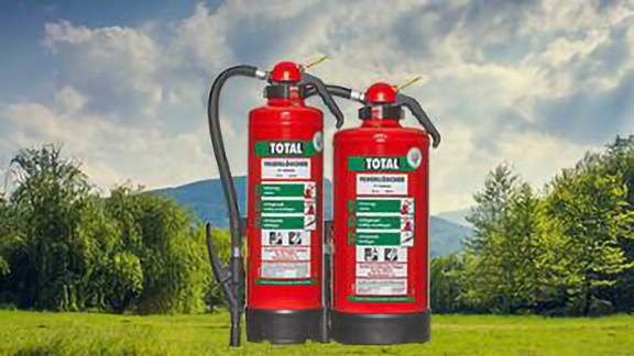 Total fire extinguisher overlaid on an image of a valley